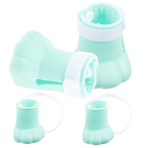 POPETPOP 4 Stück Katzenfußabdeckung aus Silikon Kratzer Katzenhandschuhe Katzen krallenschutz Katzen pfotenpflege Katzenwaschbare Stiefel Katzenschuhe nur für Katzen Kieselgel Light Green von POPETPOP