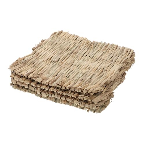 POPETPOP 4 Stück Nestauflage Futtermatte Für Kaninchen Hasengrasmatte Chinchilla -Bett Hamster-futterbett Kaninchenzubehör Haustier-seegrasmatte Kaninchen Kratzunterlage Stroh Khaki von POPETPOP