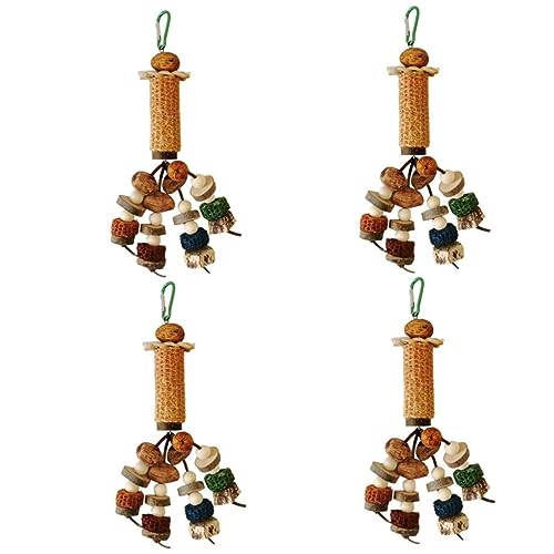 POPETPOP 4 Stück Papagei Spielzeug Beißspielzeug Aus Papageienkäfig Zubehör Für Vogelkäfige Tattan-kauspielzeug Für Nymphensittiche Papagei Hängen Spielset Der Vogel Maiskolben-rattankugel von POPETPOP