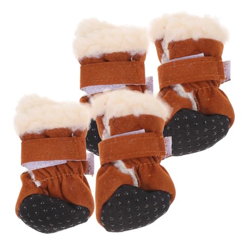 POPETPOP 4 Stück Schneestiefel Für Haustiere Pfotenreiniger Für Hunde Hundestiefel Hundeschuhe Abziehen Und Aufkleben Welpenstiefel Fußwärmer Für Hunde Regenmantel Schuhhund Flanell Brown POPETPOP 4 Stück Schneestiefel Für Haustiere Pfotenreiniger Für Hunde Hundestiefel Hundeschuhe Abziehen Und Aufkleben Welpenstiefel Fußwärmer Für Hunde Regenmantel Schuhhund Flanell Brown von POPETPOP