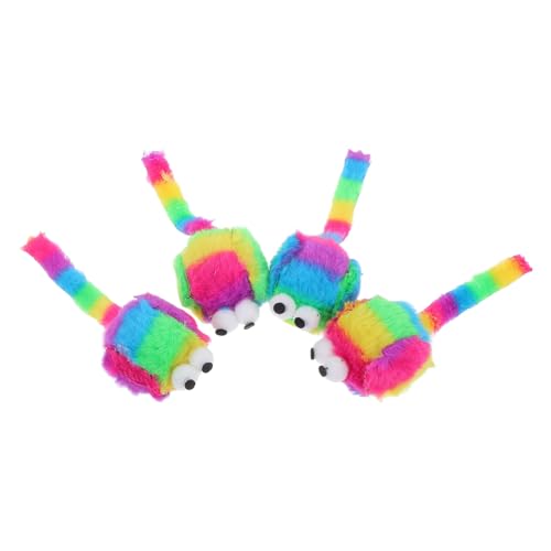 POPETPOP 4stücke Plüschmaus Katzenspielzeug Authentisches Kauspielzeug Für Katzen Robustes Auffälliges Design Interaktives Heimtier-Spielzeug Fürspiel von POPETPOP