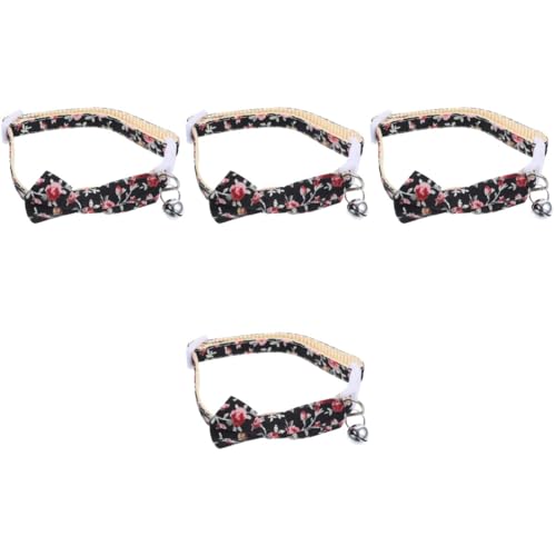 POPETPOP 4 Stück Schickes Katzenhalsband Mit Fliege Und Glöckchen Verstellbares Halsband Für Haustiere Und Kätzchen Modisches Accessoire Für Den Alltag von POPETPOP