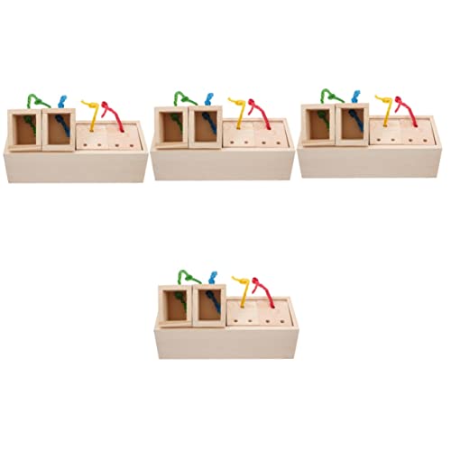 POPETPOP 4er-Box Hamster Spielzeug Zur Nahrungssuche Meerschweinchen-Puzzle-Spielzeug Essen Vögel Interaktives Spielspielzeug Rattenfutter Hölzern Zubehör Rotieren Kleines Haustier von POPETPOP