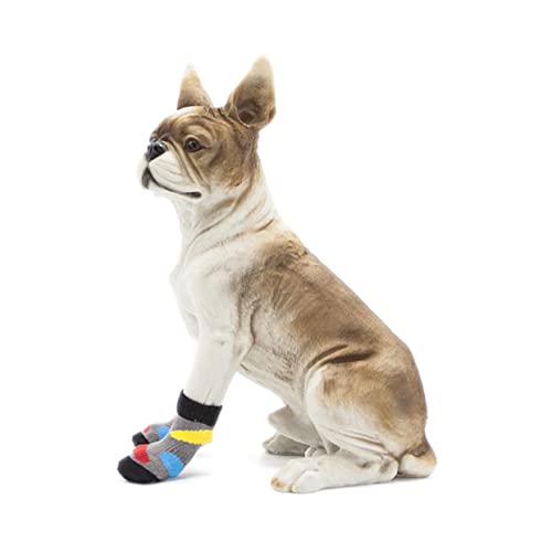 POPETPOP 4-teiliges Set Hundestiefel Hundeschuhe Bodenschutz Welpe Baumwollsocken Für Haustiere Anti-Hunde-socken Hundesocken Für Große Hunde Hundesocken Für Drinnen Regenstiefel rutschfest von POPETPOP