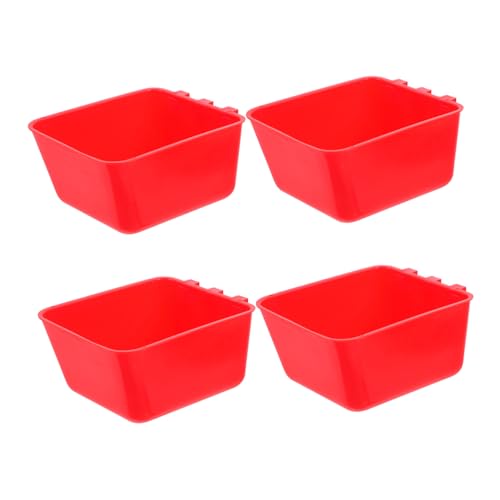 POPETPOP 4pcs Hühnerwasserschüssel Vogelkäfig -futterbecher Kaninchenkäfig -Feeder Wasserer Schüssel Tragbare Haustier -trinkschale Wasserspender Für Haustier Papagei Rooster Rot Rot von POPETPOP