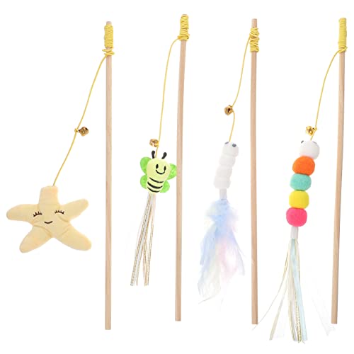 POPETPOP 4 Stück Katze Lustiges Stick-katzenspielzeug Katze Schnur Spielzeug Katzenspielzeugstäbe Lustige Katzensticks Katzenstab Mit Quasten Hühnerspielzeug Hölzern Blinddarm Kätzchen POPETPOP 4 Stück Katze Lustiges Stick-katzenspielzeug Katze Schnur Spielzeug Katzenspielzeugstäbe Lustige Katzensticks Katzenstab Mit Quasten Hühnerspielzeug Hölzern Blinddarm Kätzchen von POPETPOP