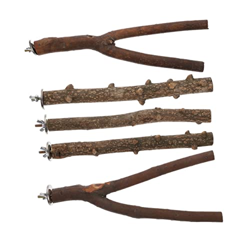POPETPOP Vogel Spielzeug Set 5 Stücke Natürliche Holz Vogel Sticks Papagei Ausbildung Steht Zubehör von POPETPOP
