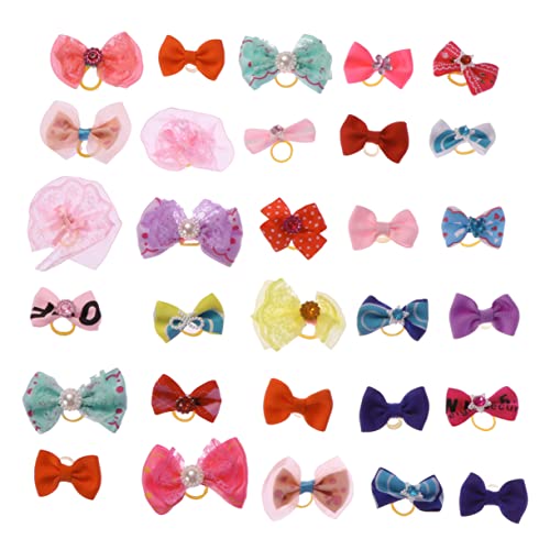 POPETPOP 50 Stück Halter für Tierhaare Tierhaarentferner Hund Trimmer Hundemütze Hundebogen Haarbindungen Welpe hundezubehör Dog Accessories Haarschmuck Bowknot Tierhaargummi Hundehaarseil von POPETPOP