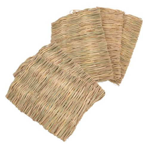 POPETPOP 5-teiliges Grasmatten-Set – Natürlich Gewebte Einstreu Für Kleintiere Meerschweinchen Chinchillas Papageien Und Bequeme von POPETPOP