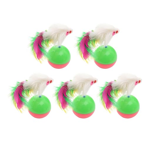 POPETPOP Lustiges Katzen-Tumbler-Spielzeug-Set 5-teilig Mäuse Tumbler-Spielzeug Plüsch-rattenspielzeug Katzen-Teaser Interaktives Katzenspielzeug von POPETPOP