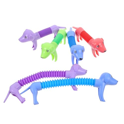 POPETPOP 6 Stück Teiliges Pop Tube Hundespielzeug Teleskopisch Buntes Stressabbau für Große Hunde Stretchy Kauspielzeug zur Beschäftigung und Emotionalen Entspannung für Zuhause und Party von POPETPOP