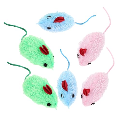 POPETPOP 6stücke Katzenspielzeug Maus Form Plüsch Kau Spielzeug Für Hauskatzen Beißen Kauen Jagen Aktivieren von POPETPOP