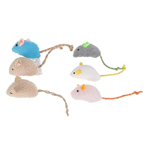 POPETPOP 6St Haustier Katzenspielzeug lebensechte Plüsch- -Spielzeuge Katzenspielzeug mit Katzenminze interaktives beschwertes Kuscheltier Toy Set Plüschmaus Katzenspielzeug von POPETPOP