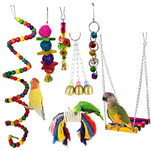 POPETPOP 7st Wellensittichspielzeug Und Zubehör Lavablock Für Vogel Vogelstangen Wellensittich Zubehör Für Käfig Wellensittichkäfig Vogelspielzeug Für Sittiche Bambus Papagei Vogelkäfig von POPETPOP