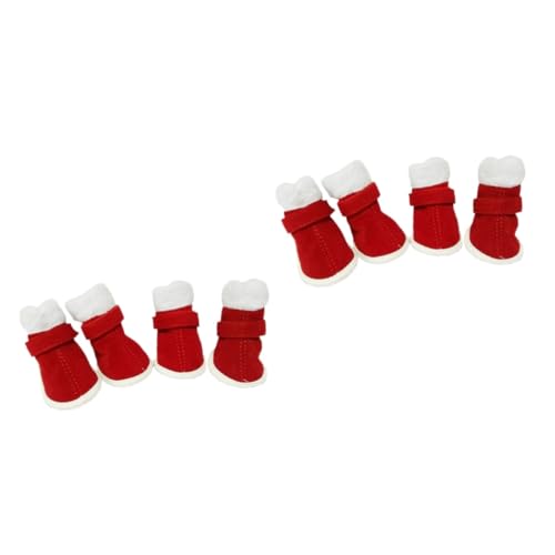 POPETPOP 8 STK Winddichte Stiefeletten Schuhe Für Hunde Regenstiefel Hundeschuhe Weihnachten Weihnachtsschuhe Weihnachtsstiefel Für Hunde -Slip-Schuhe Winterschuhe rutschfest Rot von POPETPOP