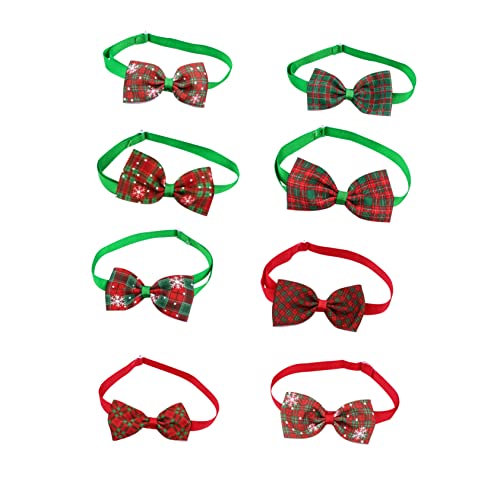 POPETPOP Weihnachts-Halsband-Set Für Haustiere 8-teilig Hundefliege Haustier-Bowkont Weihnachts-Krawatten Für Haustiere Stilvolle Haustier-Halskette Robustes Material von POPETPOP