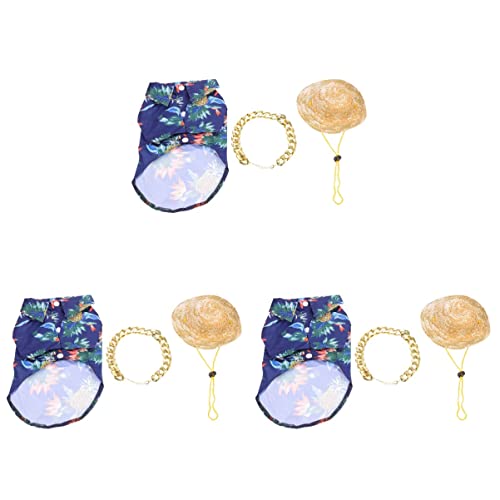 POPETPOP 3er-Sets Mütze Für Hunde Welpenmütze Goldenes Kettenhalsband Ananas-hundekleidung Hundezubehör-Set Zubehör-Set Kostüm Für Hunde 3 Stück * 3 von POPETPOP