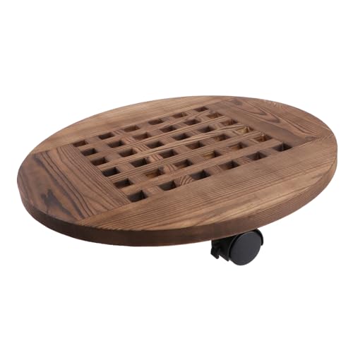 POPETPOP Basis Für Blumentöpfe Anlage Pflanzenregal Untertasse Pflanzgefäß Mit Ständer Gartendekor Tablett Mehrere Pflanzen Stehen Innen Beweglich Runden Halter Drinnen Groß Brown Hölzern von POPETPOP