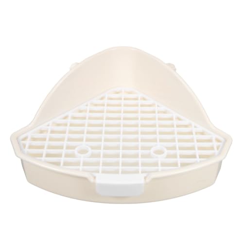 POPETPOP Dreieckige Kaninchentoilette Kunststoff Käfig Box Töpfchentrainer Eckstreu Bettwäsche Box Haustier Pfanne für Kleintiere Kaninchen Meerschweinchen Weiß von POPETPOP