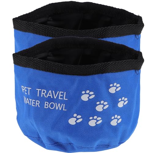 POPETPOP Faltbarer Hundenapf: 2 wasserdichte Wassernäpfe aus Oxford-Stoff, für Reisen, Wandern, Camping, 15 x 14 x 9 cm, Blau von POPETPOP