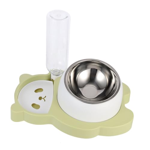 POPETPOP Futternapf für Haustiere Dog Bowl hundeschale Katzen schüssel katzenschalen verschütten Deckel Wurf katzenfutter Heimtierbedarf Automatischer Wasserbehälter Rostfreier Stahl Green von POPETPOP