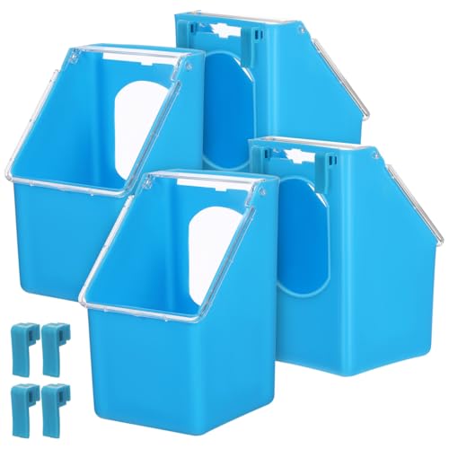 POPETPOP Futterspender für Tauben, Kunststoff, 4 Stück, für Wachteln, Vögel, Geflügel, Tauben, Papageien, Sittiche, Wellensittiche, Käfigzubehör von POPETPOP