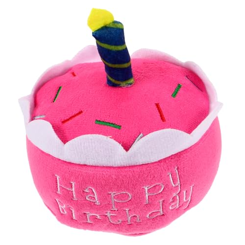 POPETPOP Pet Birthday Cake Spielzeug Plüsch Quietschendes Hundespielzeug Geburtstagskuchenform Für Gesunde Kaugewohnheiten Für Geburtstagsfeiern Von Hunden von POPETPOP