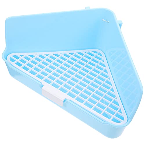 POPETPOP Große Kaninchen Katzentoilette Töpfchen Ecktoilette mit Schublade, größere Haustierpfanne für Kaninchen, Kaninchen, Meerschweinchen, Chinchilla, Frettchen, Galesaur kleine Tiere (blau) von POPETPOP