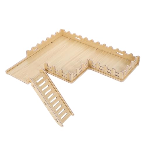 POPETPOP Hamster-Holzplattform Hamster Hamster Spielplatz Plattformspielzeug aus Holz für Hamster Hamsternest aus Holz Leiter aus Papageienholz Tisch für Hamster hölzern Khaki von POPETPOP
