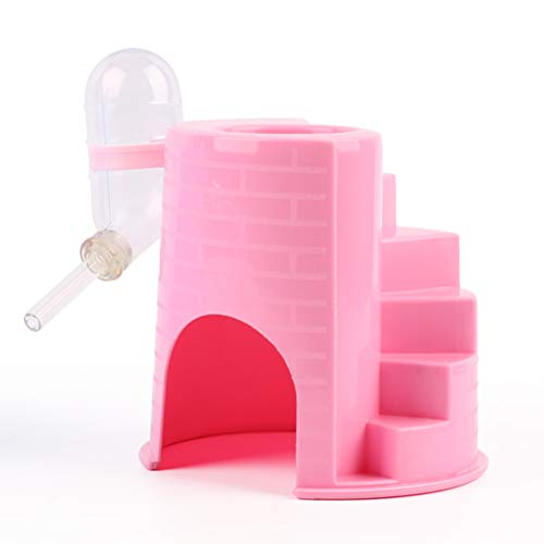 POPETPOP Hamster-Trinkschale aus Kunststoff für Schlafhaus/Nistleiter/Spielzeug, transparenter Trinkbehälter für Kleintiere, Rosa von POPETPOP