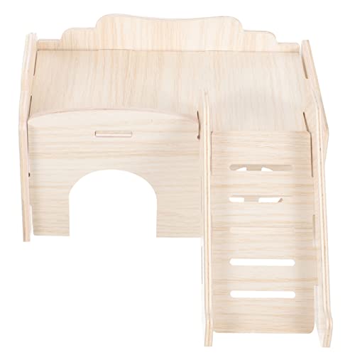 POPETPOP Spielzeug Hamsterhaus Aus Holz Versteck Mit Leiter Haustierfreundliches Beißmaterial von POPETPOP