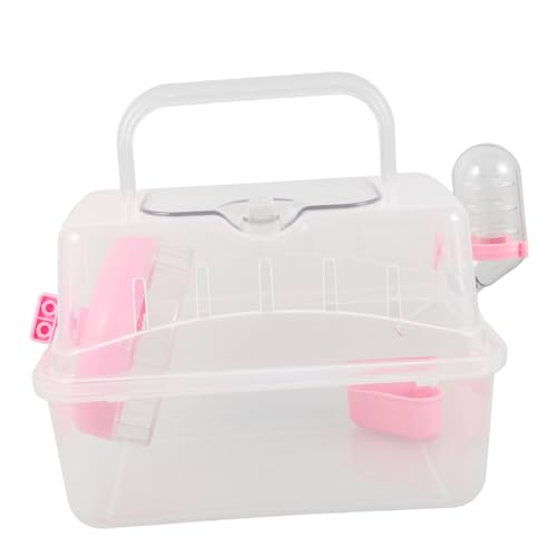 POPETPOP Hamster Transportbox Tragbare Outdoor Käfig Für Kleintiere Transparenter Hamster Carrier Mit Futter Und Wasserversorgung Für Und Ausflüge von POPETPOP