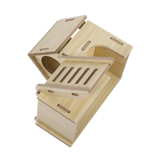 POPETPOP Hamsterversteck Hamster Versteck Holz Hamsterhaus Nagerhaus aus Holz Hamster Rückzug Hamster Einrichtung Winterheim für Hamster Hamsternest aus Holz Hamsterhäuser hölzern Khaki von POPETPOP