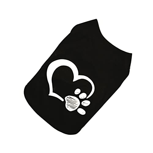 POPETPOP Dog Clothes Herz Fußabdruck-Muster Weste Für Kleine Hunde Bequemes Sommer-Outfit Schwarz XXL Für Und Besondere Anlässe von POPETPOP