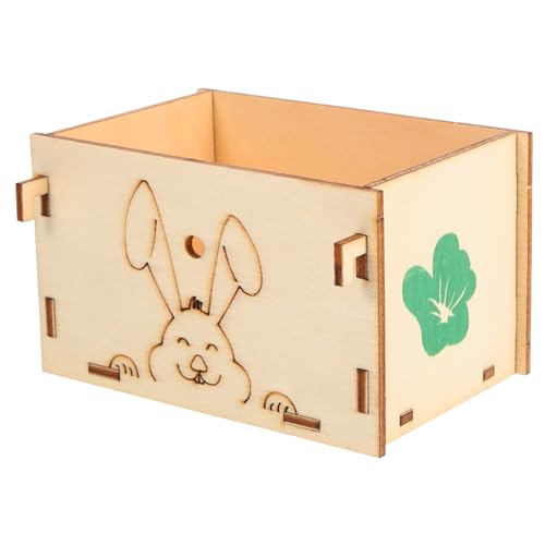 POPETPOP Heu Futterstation Aus Holz Verschleißfester Heuhalter Für Hasen Und Meerschweinchen Futterbox Für Kleintiere Kaninchenfutterautomat Naturbelassen von POPETPOP