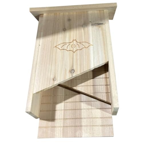 POPETPOP Holz Fledermaushaus Wetterfest Langlebig Einfach zu Montieren für Garten Innenhof Haustierhaus Natürlicher Unterschlupf für Fledermäuse Nachhaltiges Nistkasten Design von POPETPOP