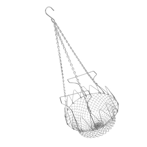POPETPOP Hühnerfutter Hängekorb aus Metall Kükenfutterhalter Futterspender für Hühner Bequemer Feeder -Korb Leckerli-Halter für Hähnchen hängender Futterkorb Korbmaterial: Edelstahl Silver von POPETPOP