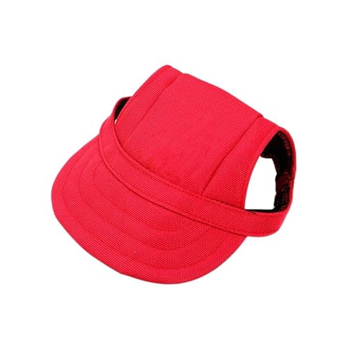 POPETPOP Hunde Baseballmütze, Verstellbar Haustier Sommer Sonnenschutz Hut Sonnenhüte mit Ohrlöchern, Sommer Reise Hut für kleine, mittelgroße & große Hunde (Rot, XL) von POPETPOP