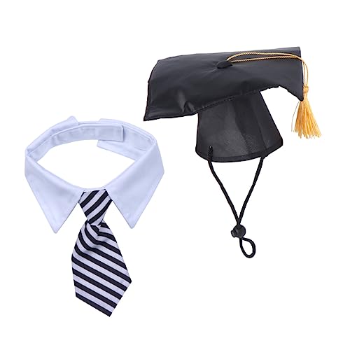 POPETPOP Hundeabschlussmütze hundegeschenk hundefressnäpfe hundebekleidung hundekleider hundezubehör hundesofa Krawatte Haustier Hundemütze personalisiert Requisiten Hund Trencher Hut Black von POPETPOP