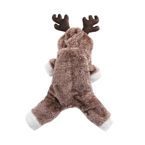 POPETPOP Pet Dog Clothes Winter Hoodie Für Hunde Dicke Warme Doppellagige Sweatshirt Mit Elk-Design Für Kleine Und Mittelgroße Hunde von POPETPOP
