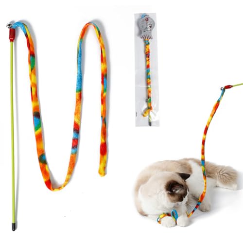 POPETPOP Interaktiver Katzenspielzeug Zauberstab Mit Buntem PVC Band Und Glöckchen Katzenangel Für Spiel Und Spaß Sicheres Haustierspielzeug Für Katzen Und Kätzchen von POPETPOP
