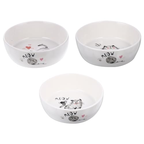 POPETPOP Katzennapf Schüssel Futterspender Hundenapf Behälter für Katzenfutter Haustier Nicht Wurf katzennäpfe pet Bowl näpfe Katzen cat Bowl Fressnapf für Katzen Welpe Bogen Keramik Weiß von POPETPOP