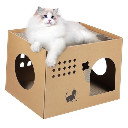 POPETPOP Vertikales Katzenhaus Aus Wellpappe Doppellagiges Katzenbett Aus Karton für Draußen/drinnen POPETPOP Vertikales Katzenhaus Aus Wellpappe Doppellagiges Katzenbett Aus Karton für Draußen/drinnen von POPETPOP