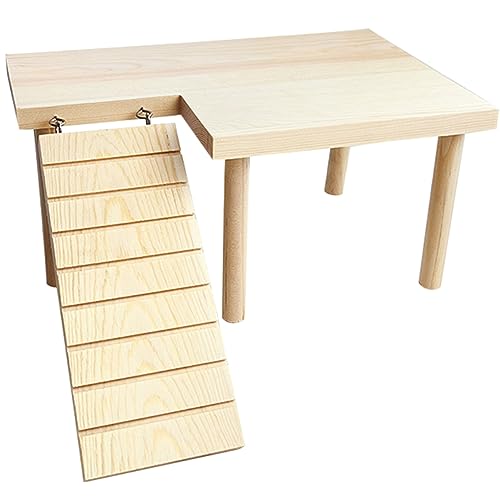 POPETPOP Hamsterständer Aus Holz Mit Leiter – Interaktives Spielzeugset Für Kleintiere von POPETPOP