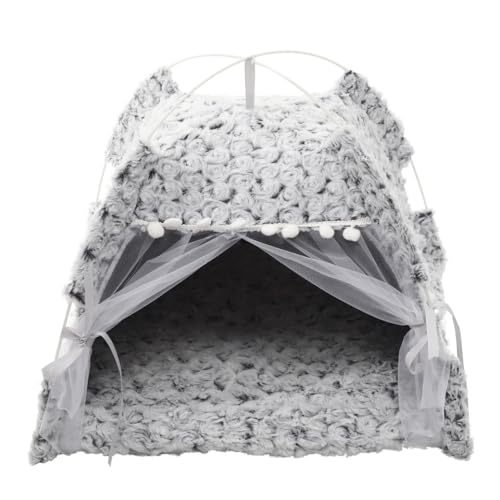 POPETPOP Kleine Hundehütte Haus Haustierzelt Katzennest Haustierbett Hundehaus Indoor Hundehütte Indoor Haustier Tipi Waschbar Hundebett Katzenruhe Zelt Katzenzelt Kätzchen Welpenhaus Hundezelt von POPETPOP