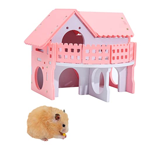 POPETPOP Kletterhaus Für Kleine Haustiere Kleintierhütte Aus Holz Hamsterbett Hamster Spielzeug Leiterkäfig Für Hamster Rattenhaus Mäuse Rattennest Hölzern Klettern Zubehör von POPETPOP