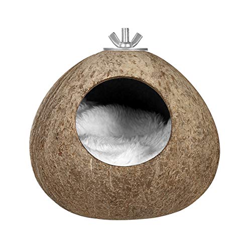 POPETPOP Nest für Vögel Winter Warm Vogelnest Haus Natürliche Kokosnussschale Simulation Vogelhaus Gras Vogelhütte Sittich Nistkasten (Keine Decke von POPETPOP
