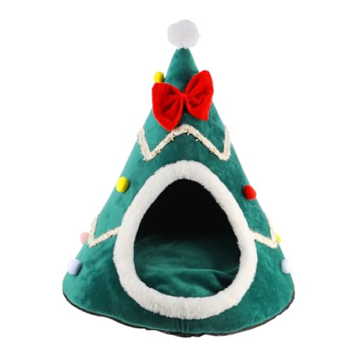 POPETPOP Outdoor- Weihnachts-n-Höhle – Winter Weihnachts- hütte Indoor-zwinger Kleine n Kätzchen (Weihnachtsbaum-Verbesserte Version) Kätzchenbett von POPETPOP