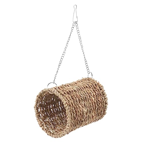 POPETPOP Hängematte Für Hamster Strohgewebter Tunnel Natürliche Hamsterwiege Kleintier Hängematte Für Hamsterkäfig Bequemes Nest Für Kleine Haustiere von POPETPOP