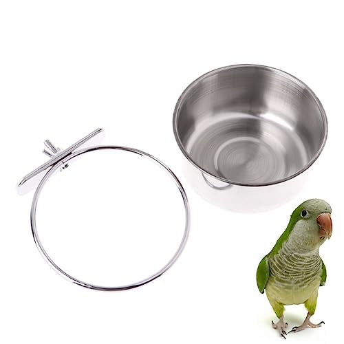 POPETPOP Papageienfütterung Wasser Käfig Tasse Container Haustiernapf Hundenapf im Freien Hundenäpfe Papageifutter Futternapf für Vögel Futternapf für Haustiere Schüssel für Papagei Silver von POPETPOP